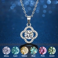luxury moissanite necklace 40 45cm lucky diamond pendant 1 2ct for women 925 sterling silver blue green pink red yellow gemstone