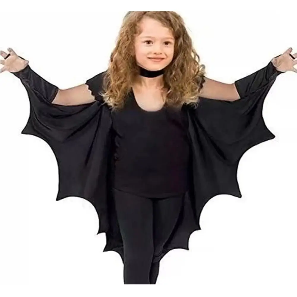 

Black Bat Wing Cape Cloak Cosplay Costume With Patch for Kids Child Boys Girls Vampire Dress Up Accessories Halloween Stage Wear