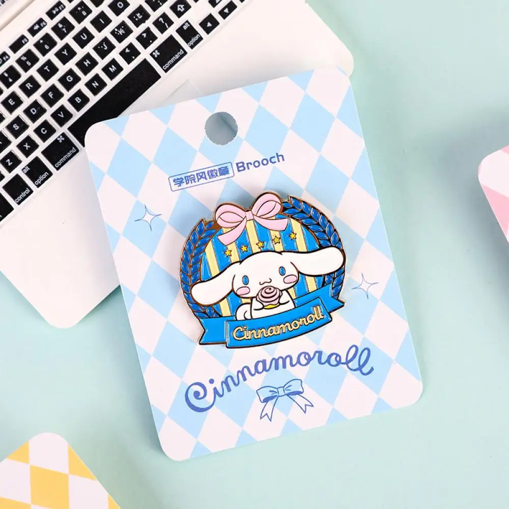 

Anime Cartoon Kawaii Sanrioed Kuromi Mymelody Cinnamoroll College Style Alloy Cartoon Brooch Gold Coin Backpack Accessories Gift