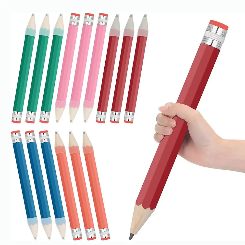 1PC 35cm Wood Jumbo Pencil with Cap and Eraser Giant Wooden Pencil Large Stationery Novelty Children Toy Performance Prop