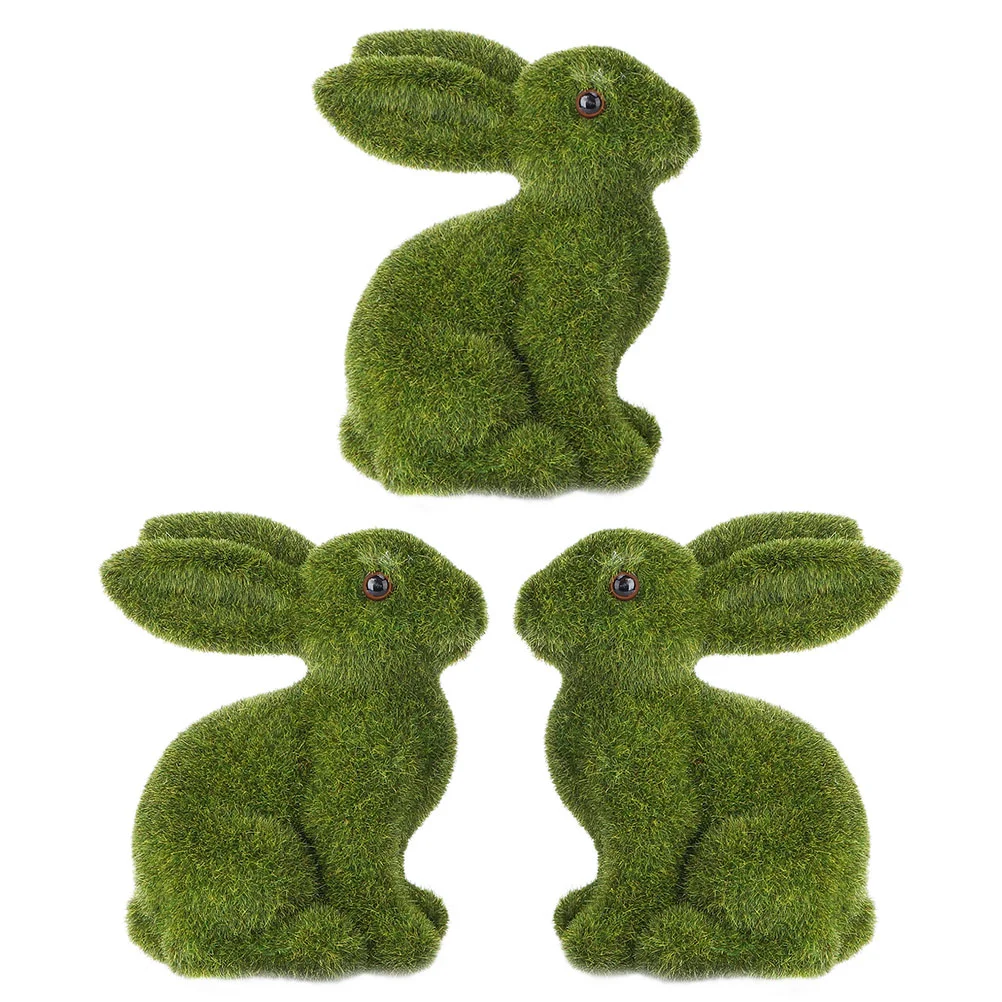 

Bunny Rabbit Easter Decor Flocked Decorations Decoration Statue Figurines Statues Ornaments Garden Furry Figurine Flocking Green