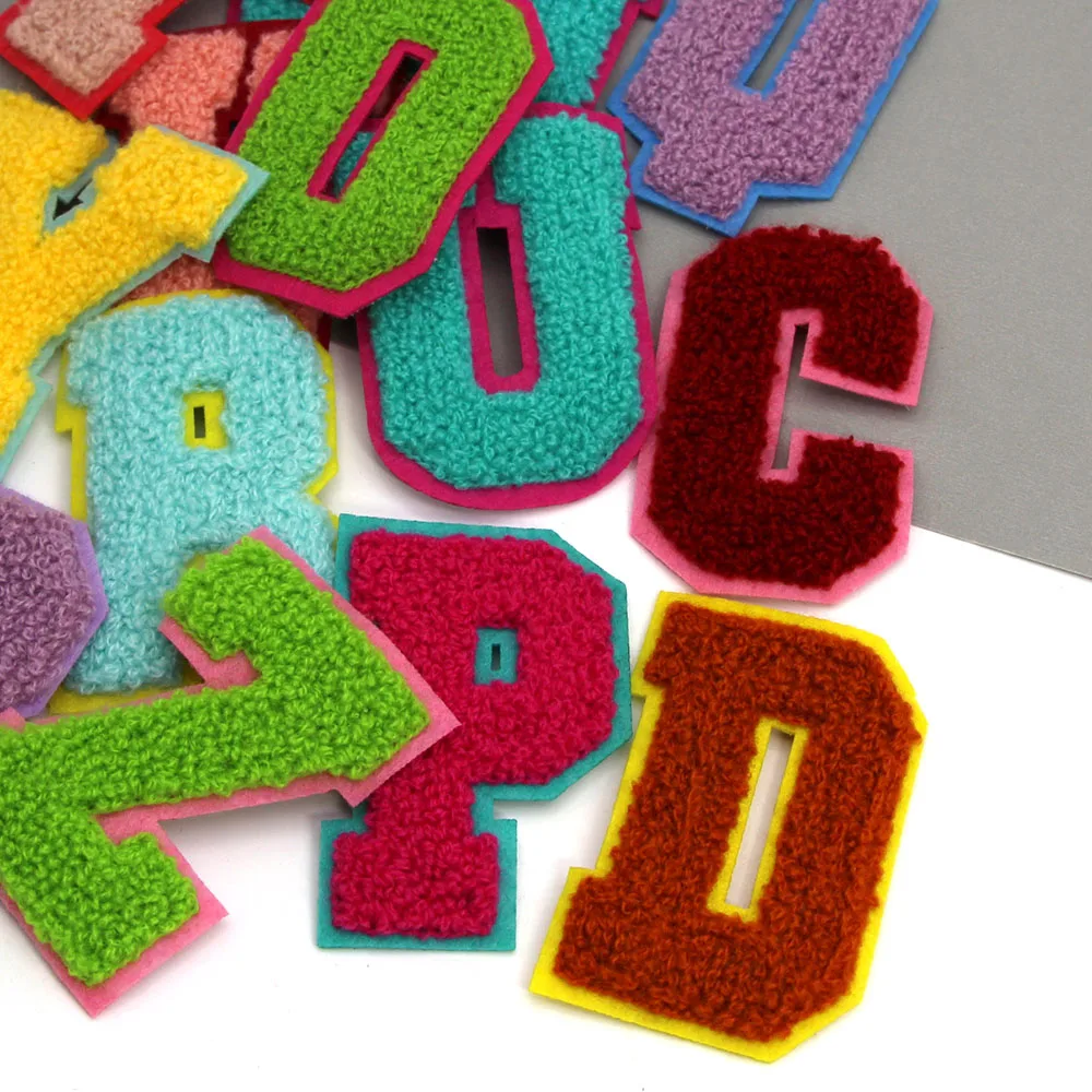 1 шт. нашивки с буквами синели смешанные цвета вышивка английским алфавитом для