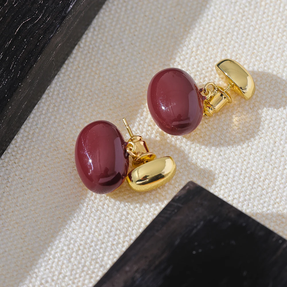 Серьги-подвески Mchic бордовые из меди