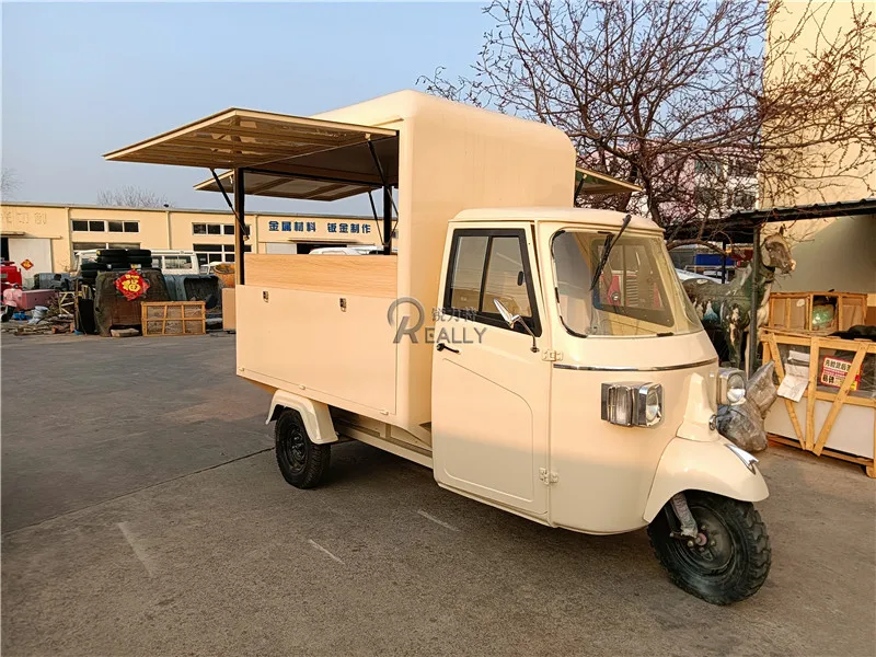 Mobile Food Cart Electric 3 Wheel Ape Food Truck with Full Kitchen Equipment eer Bar Kiosk