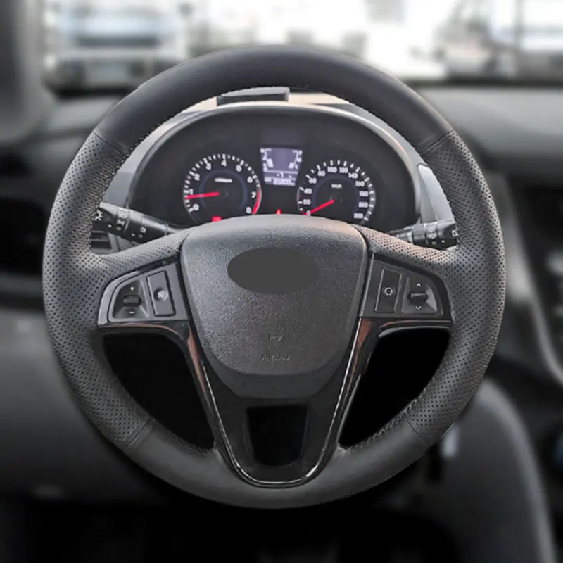 

Оплетка на руль автомобиля для Hyundai Solaris Verna 2010-2016 i20 2009-2015 Accent 2012-2017