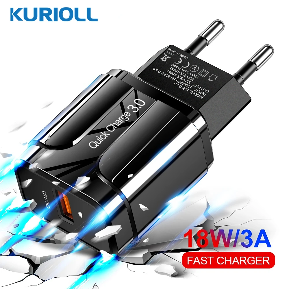 

18W Quick Charge USB Travel Charger for iPhone 12 Pro Max Universal QC3.0 Wall Charger Fast Charging Adapter EU US