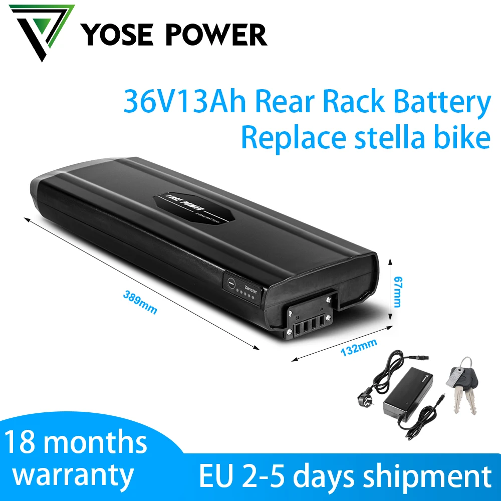 

Ebike Battery 18650 Grade A Cells 36v Battery Pack Replace Stella Rear Rack Lithium-ion Aakku Electric Bike Battery