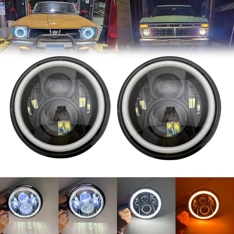 2 шт. 7-дюймовые светодиодные фары H4 Hi-Lo с DRL для Lada Niva 4X4 Jeep Wrangler JK Land Rover Defender Hummer H1 H2