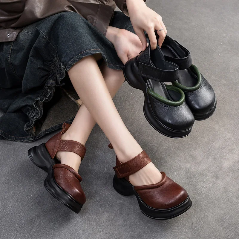 Koznoy/женская женская обувь Мэри Джейн из коровьей натуральной кожи с этническим