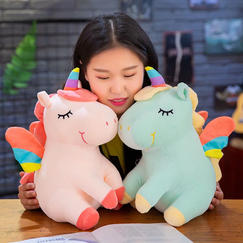 

25 40 55 CM Rainbow Unicorn Doll Plush Toy Pony Doll Fantasy Pegasus Doll Gift Plush Toys Large Lying Unicorn Comfortable Pillow