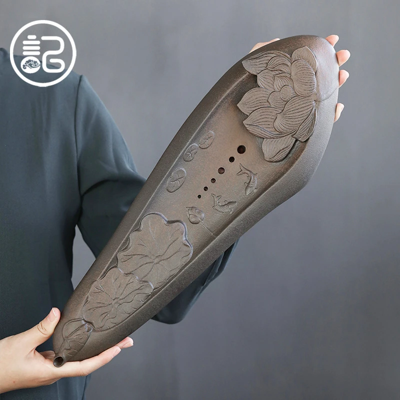 

Kung Fu Tea Set Tray Ceramic Dry Foam Tray Fish Play Lotus Water Storage Tea Table Teaware Kitchen Dining Bar Home Garden