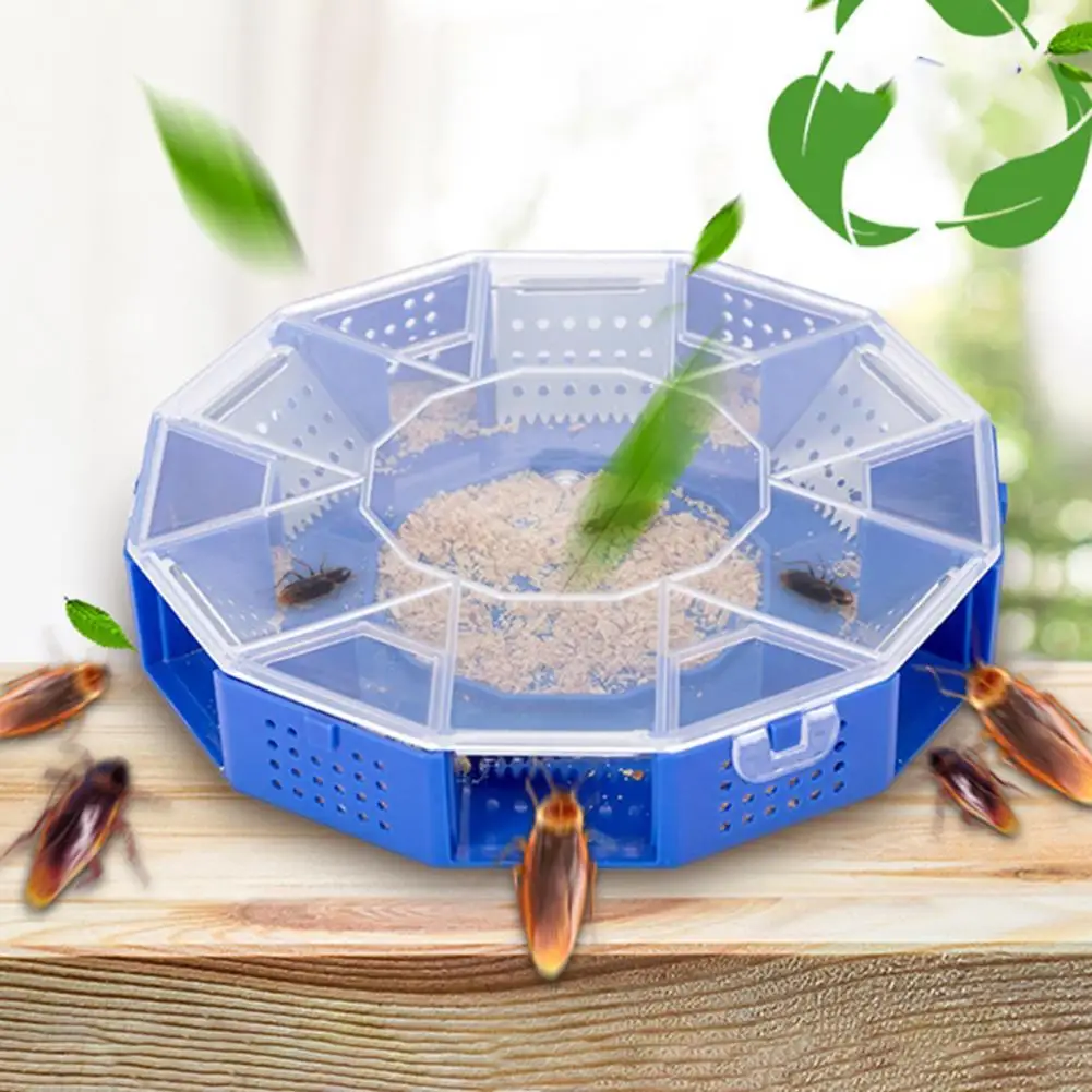 

High Quality Transparent Cover PP Roach Killer Trap Plastic Round Roach Trap Box for Bathroom Cockroach Catcher Box
