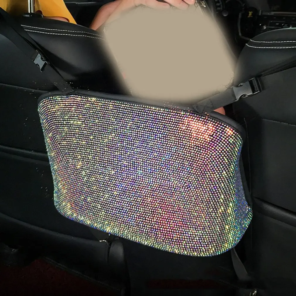 

Прозрачный Стразы, автомобильный органайзер для хранения, барьер для держателя заднего сиденья, автомобильный контейнер с несколькими карманами для хранения и поддержания порядка