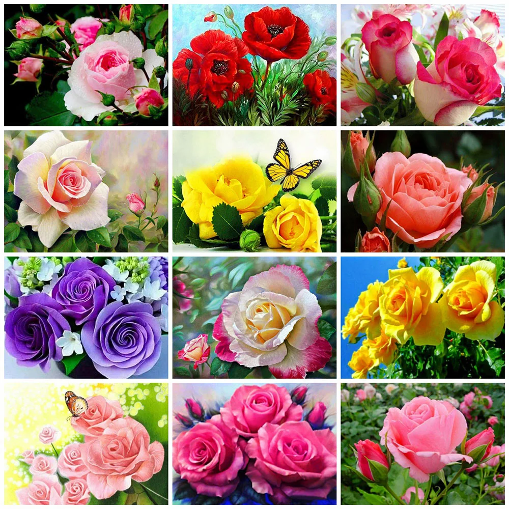 

DIY 5D Diamond Painting Rose Flower Craft Kit Handwork Gift Cross Stitch Diamond Embroidery Mosaic Rhinestone Drawing Home Decor