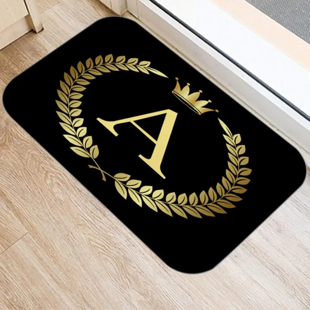 Doormat Beautiful Reusable Crown Black Golden Pattern Door Mat Anti-fading Anti-slip Floor Carpet