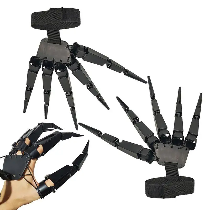 

Articulated Fingers 1 Pair Flexible Skeleton Hand Claws Tricky Claw Gloves Props For Halloween Horror Costumes Accessories