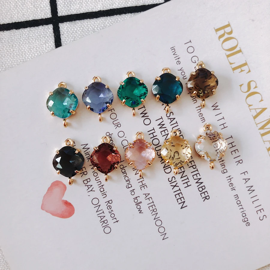 Серьги из сплава 4 шт./лот прямоугольные с двойным отверстием инкрустация камнями