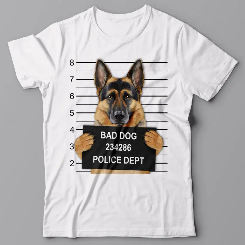 

Cool T-shirt German Shepherd Dog Mugshot - Gift For Dog Lovers New Tshirt Men Fashion Hipster Summer T Shirt Funny Cotton Tees