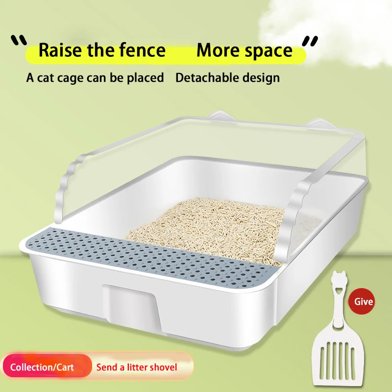 

YMCY Cat Litter Box Large High Fence Fully Semi-Enclosed Cat Toilet Odor-Proof Anti-Sand Sand Small Kitten Feces Cat Supplies