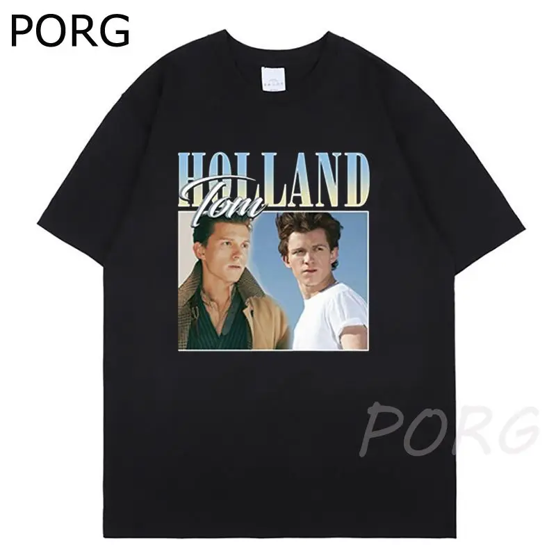 

Забавная Мужская футболка Tom Holland с графическим принтом, Модная стильная рубашка в стиле Харадзюку, крутые футболки большого размера, мужски...