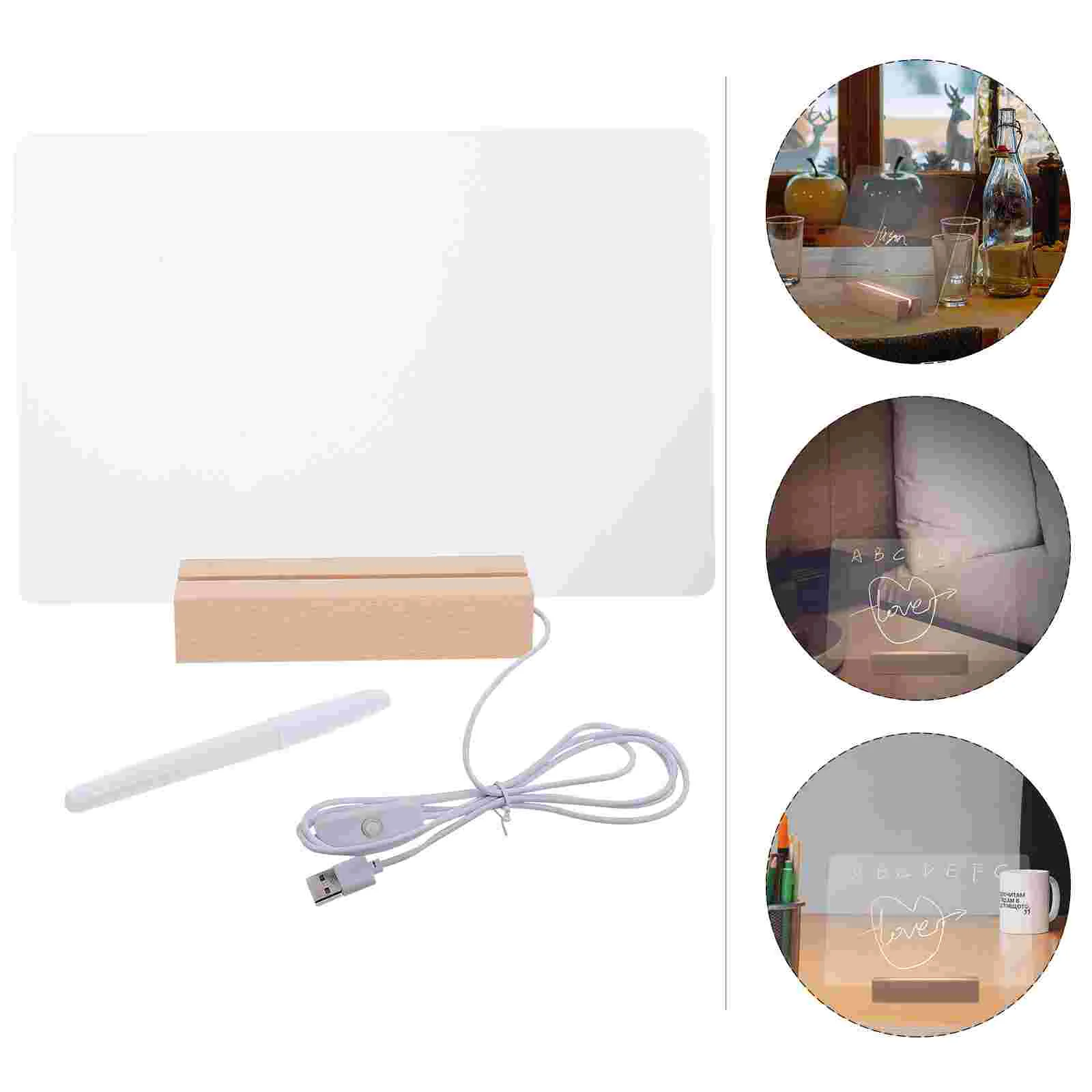

Board Message Acrylic Office Led Note Memo Writinglight Erasable Desktop Memos Clear Kitchen White