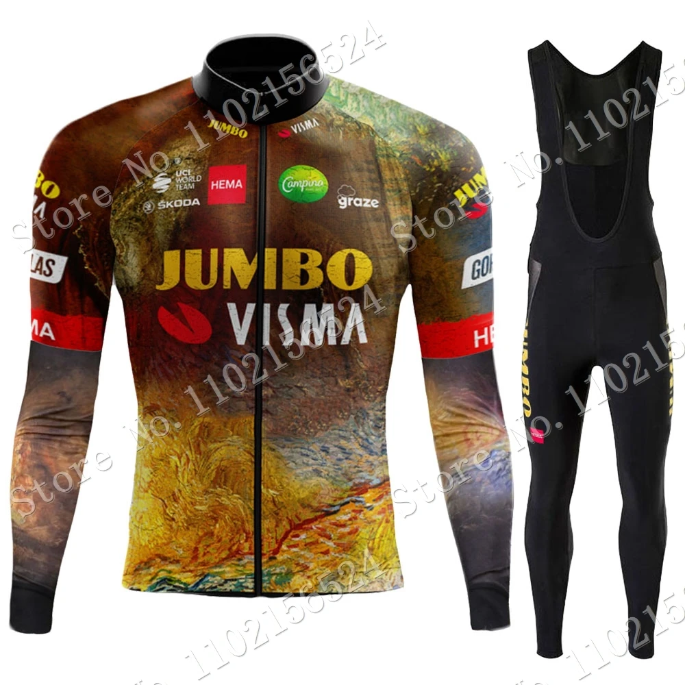 Мужской комплект одежды для поездок на велосипеде Team Jumbo Visma зимняя одежда по