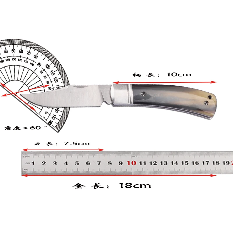 Ручка бычьего рога D2 стальной складной карман для кемпинга пеших прогулок
