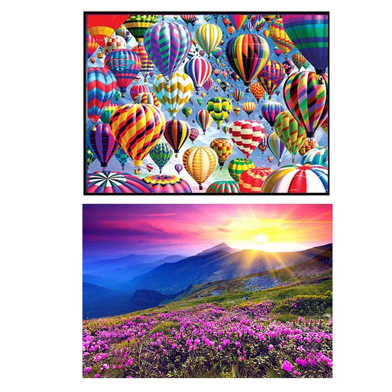 

Алмазная 5D Вышивка «сделай сам», пейзаж, восход солнца и фиолетовый цветочный узор, D170 и полный квадратный «воздушный шар»