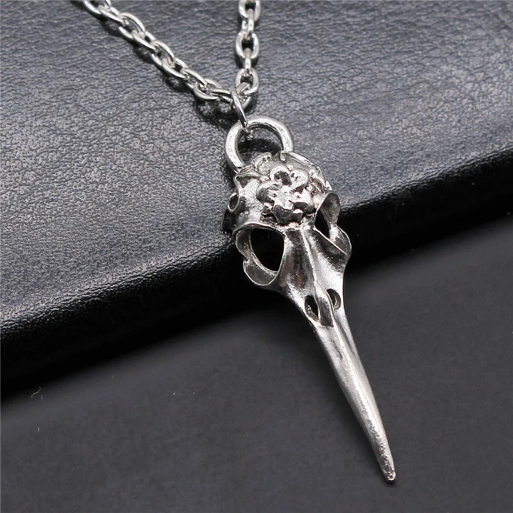 Ожерелье с подвеской в виде головы птицы и черепа, 2 цвета, 41x12 мм