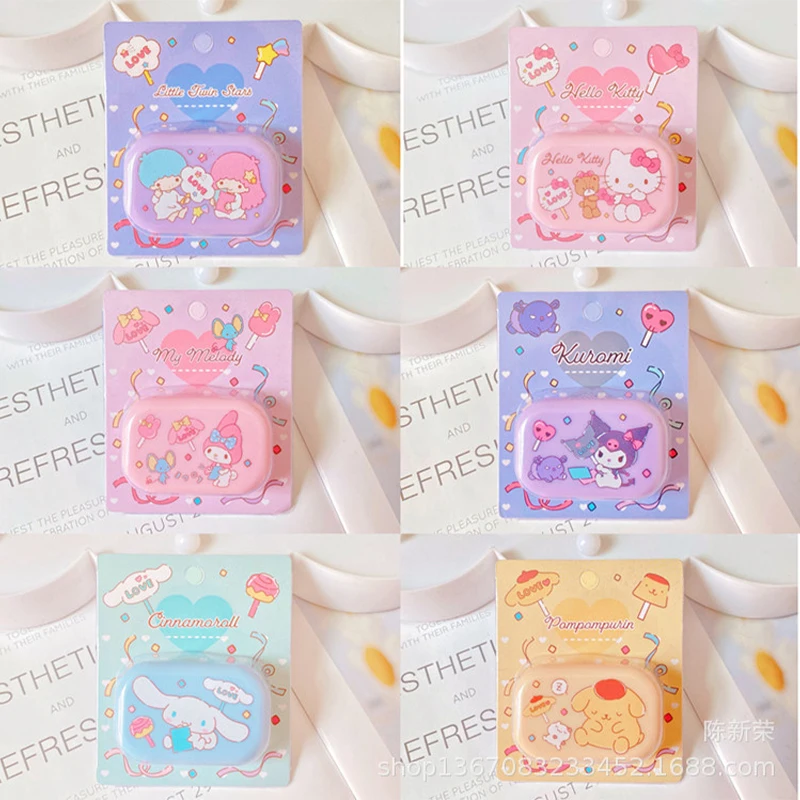 Розовая серия Kawaii Sanrio квадратные контактные глаза матовые линзы чехол Kuromi