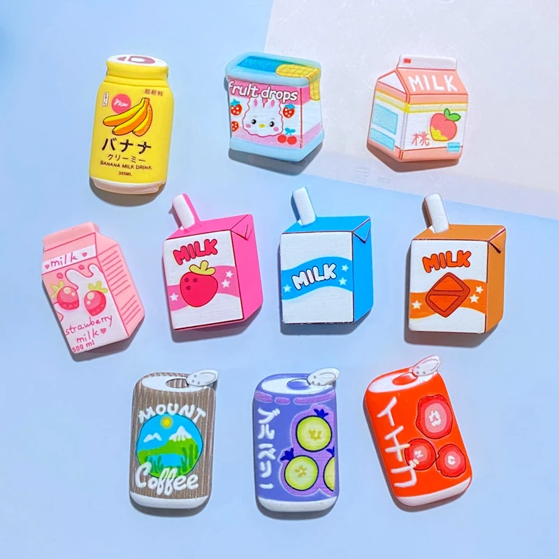 

10Pcs New Cute Cartoon Beverage Bottle Series Flat Back Resin Cabochons Scrapbooking DIY Jewelry Craft Decoration Accessorie