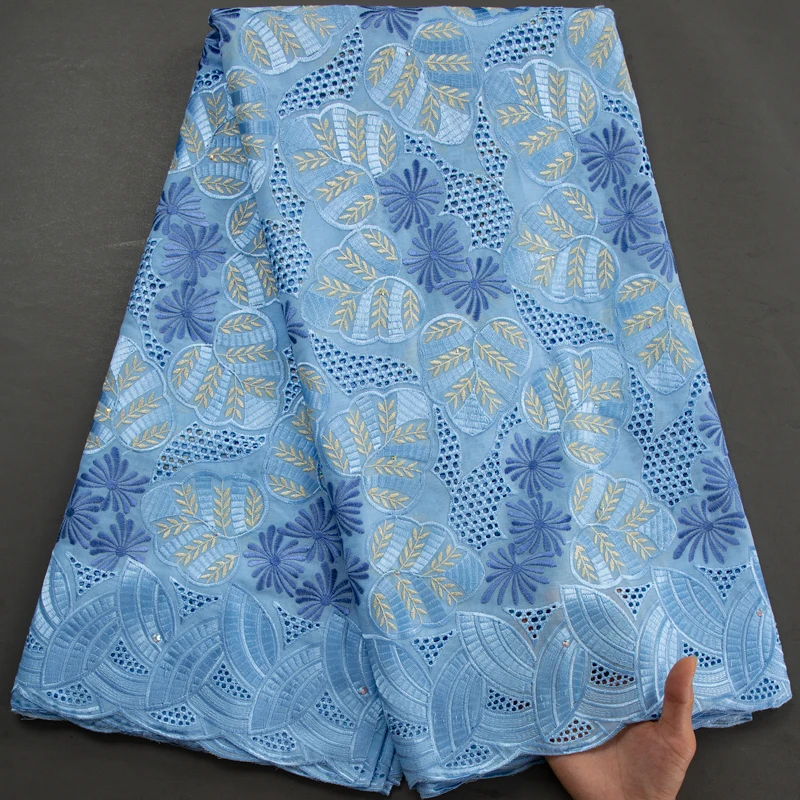 

Новейшая нигерийская хлопчатобумажная кружевная ткань, африканская хлопчатобумажная кружевная ткань с камнями, 5 ярдов для свадебной вечеринки, швейные платья для женщин A3422