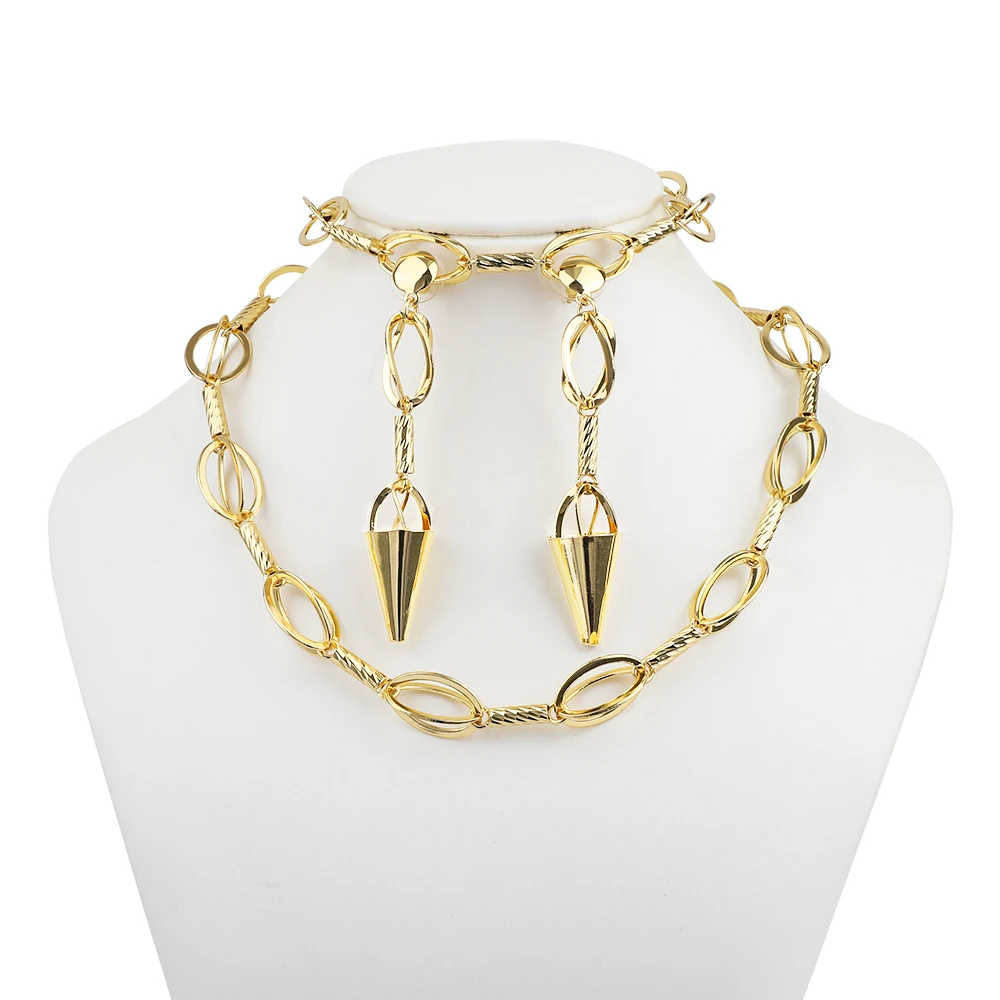 

Morocco Personalized Jewelry Gothic Necklace Earrings Bracelet Set Chain Shape High Quality Accessories Women Free Shipping