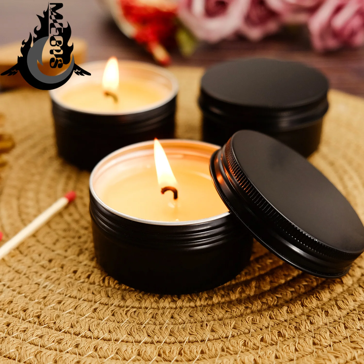 

Minimalist fashion black scented candle scented candle romantic fragrance plant soybean wax 80g scented candle Jar