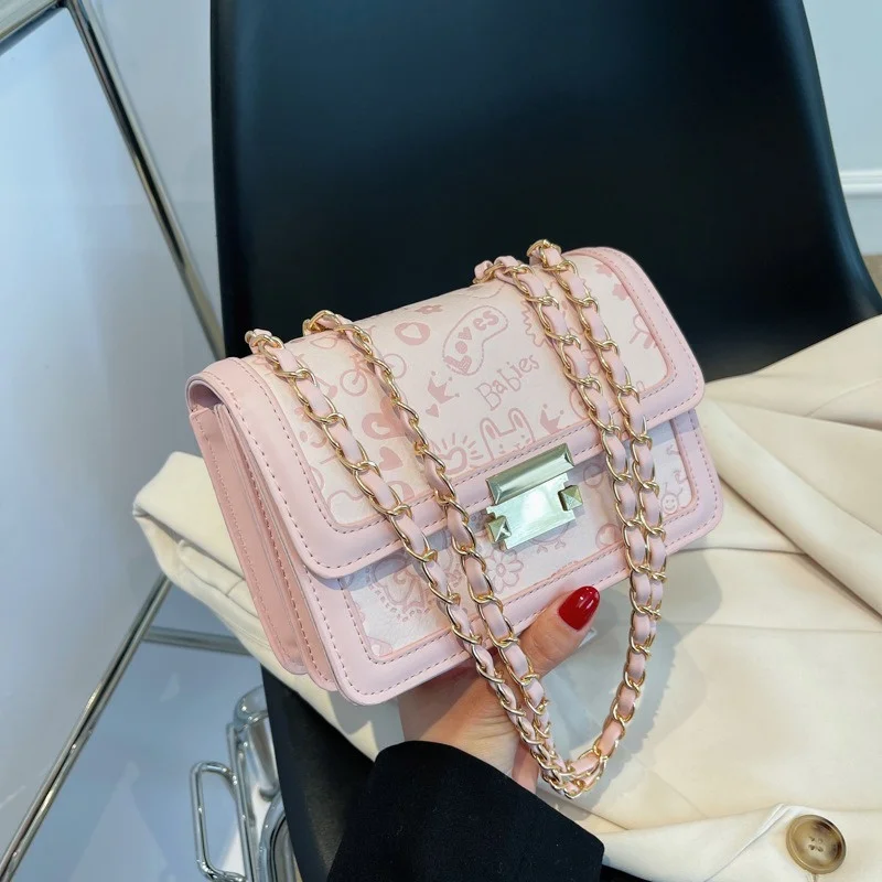 

Small Shoulder Bag For Women 2023 New Chain Design Fashion Female Cross Body Vintage Phone Purse & Handbag Canvas Pu