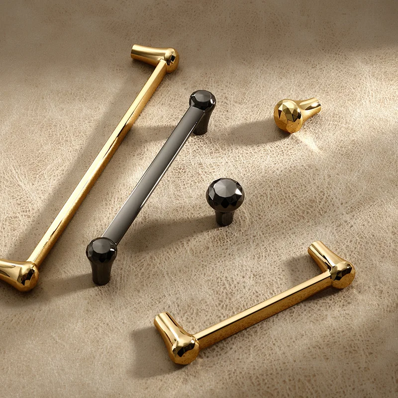 Ручки для дверей шкафов простые черные ручки из цинкового сплава мебели и ящиков