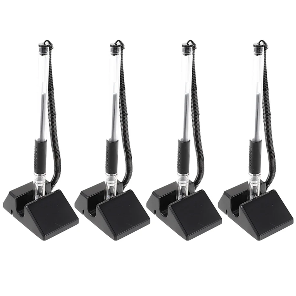 

4 Pcs Counter Sticky Pen Security Pens Check Writing Desk Secure Black Gel Anti-theft Chained Desktop Ink