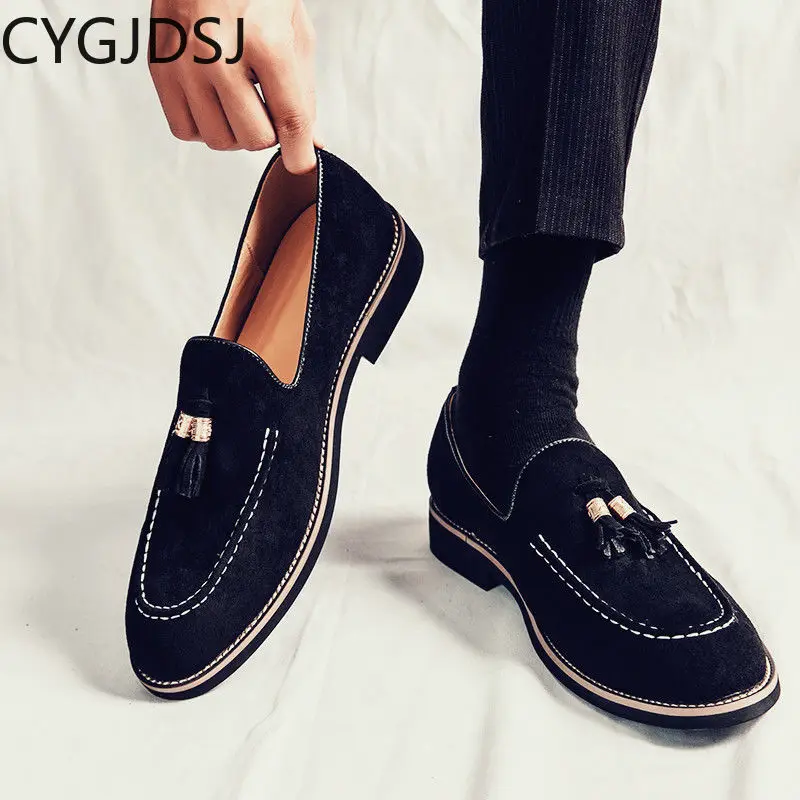 

Туфли мужские без шнуровки, деловой костюм, лоферы с бахромой, итальянские, оксфорды, для офиса, повседневная формальная обувь, 2023