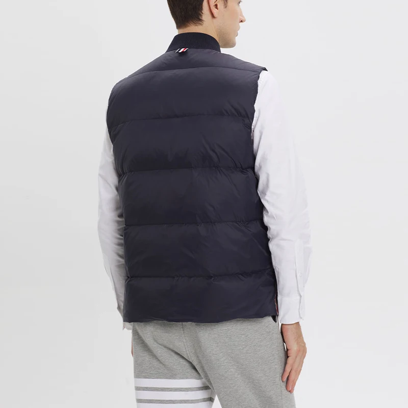 TB THOM Winter Men's Jackets Fashion Brand Down Jacket Vest Matte Nylon Contrast 4-Bar Stripe Thick Casual Warm Thermal vest