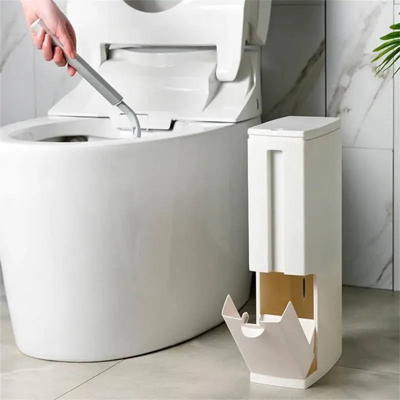 

2/5/10PCS Dustbin Double-layer Bucket Trash Can Plastic Narrow Style Slit Storage Toilet Brush Set Prevent Odor Emission