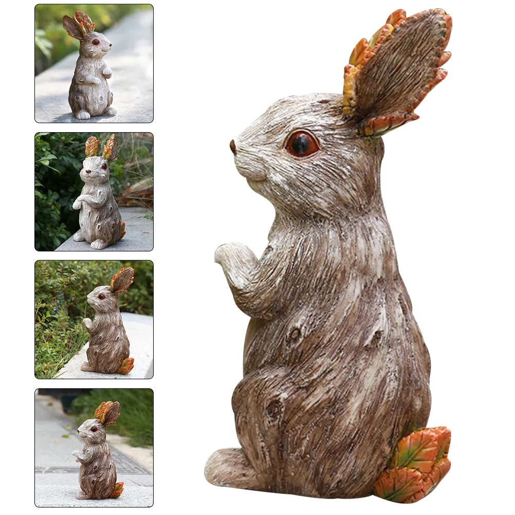 

Rabbit Bunny Statue Ornament Resin Figurine Garden Animal Sculpture Easter New Year Decor Figurines Decorations Lawn Outdoor