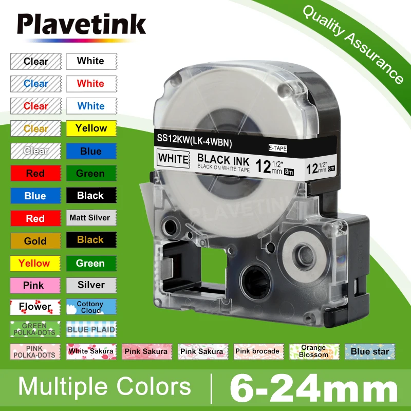 

Этикетка Лента SS12KW LC-4WBN9 совместима с Epson/KingJim SS9KW SS18KW SC12YW SC12RW SC12BW для лазерного принтера