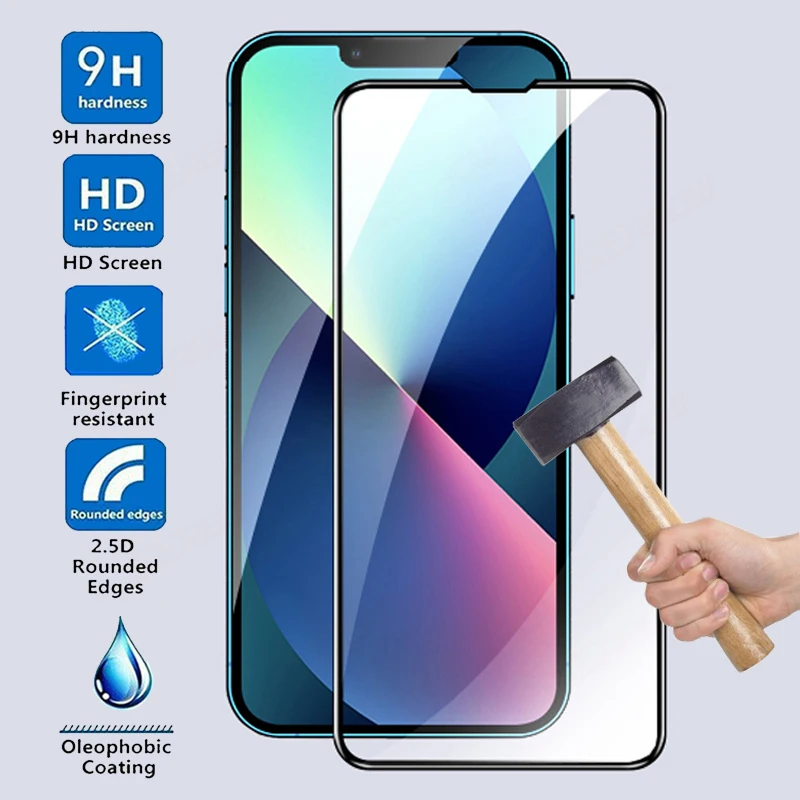 

9D Full Protective Glass for Apple IPhone 13 12 Mini 11 Pro Max Tempered Screen Protector on IPhone X XR XS Max Safety Glas Film