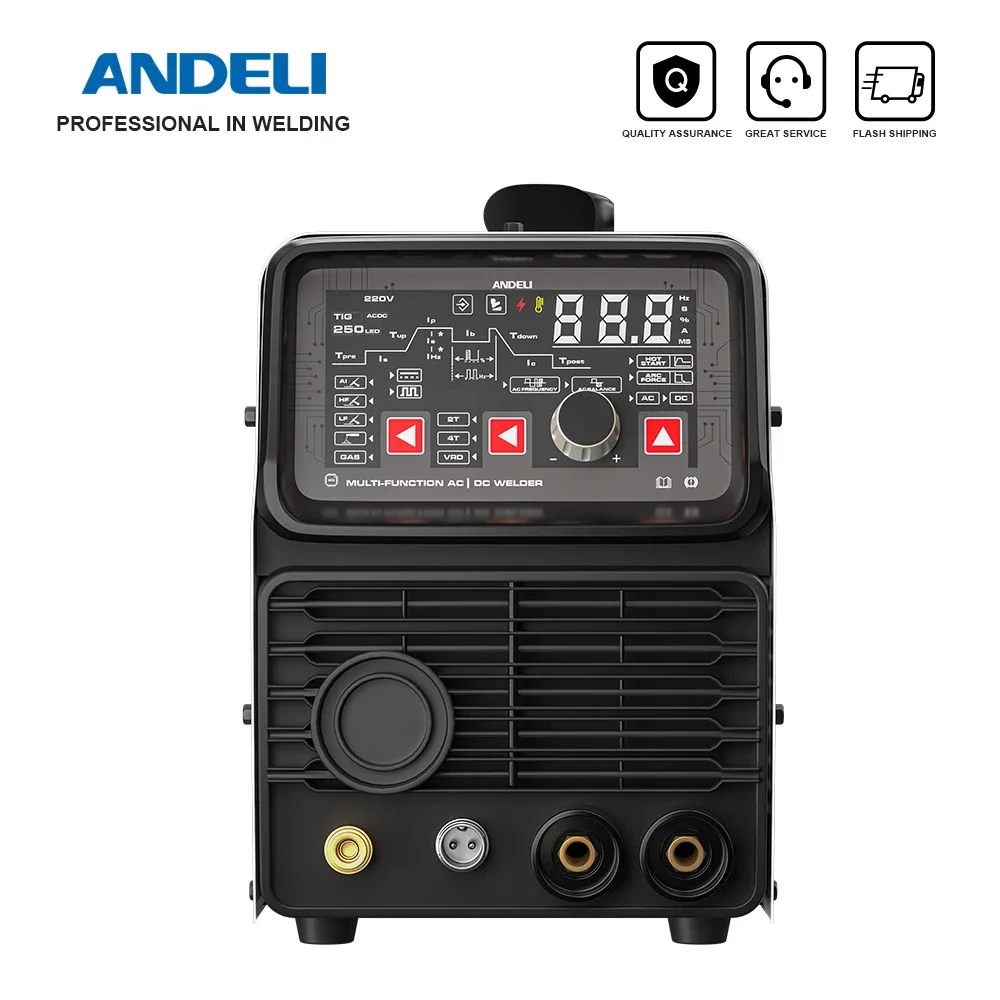 ANDELI Новое поступление TIG-250PE LED 220 В AC DC TIG Сварочный аппарат Холодный импульс