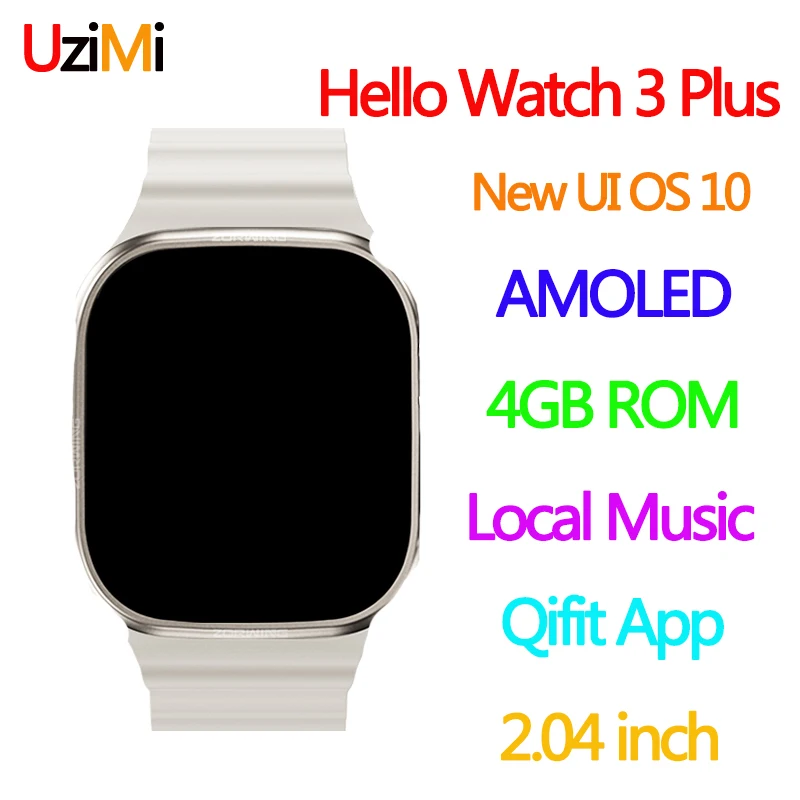 

Смарт-часы Hello Watch 3 Plus мужские, 2,04 дюйма, 4 Гб ПЗУ