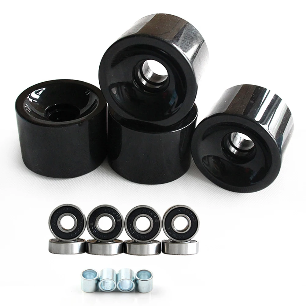 

4Pcs PU Skateboard Longboard Street Skate Wheels 70x51mm With Bearings Spacers Black White Red Yellow Green Bule Orange