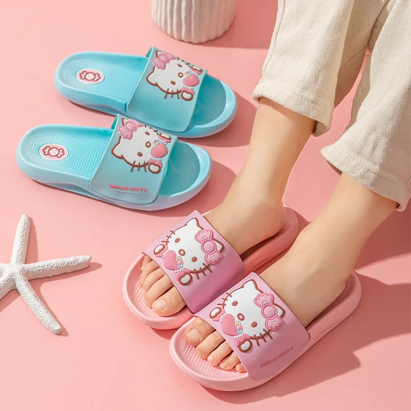 

Симпатичные Тапочки Sanrio Hello Kittys летние Мультяшные милые тапочки для девочек Новые товары сандалии Нескользящие домашние товары Подарки для...