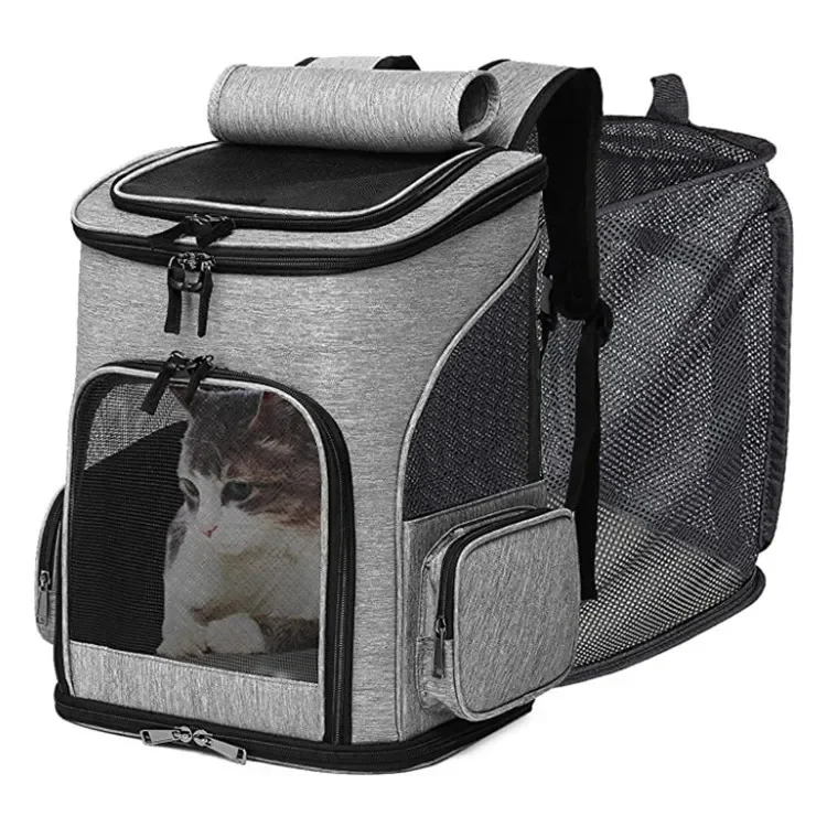 

Переносная Складная и расширяемая сумка для домашних животных, дышащий рюкзак с двойной лямкой для кошки, клетка для кошки