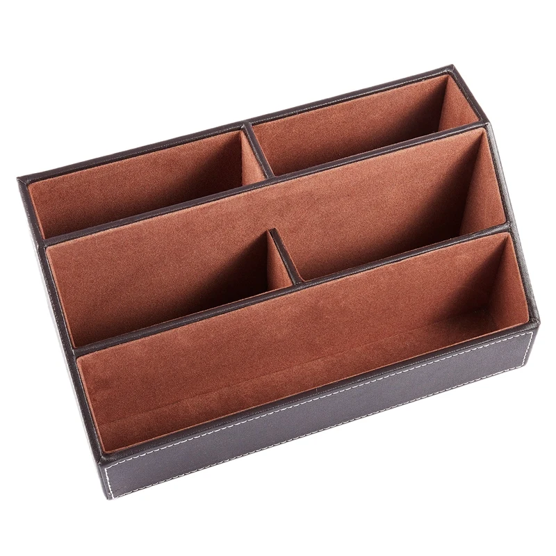 

Home Office Wooden Struction Leather Multi-Function Desk Stationery Organizer Storage Box, Pen/Pencil ,Cell Phone, Business Name