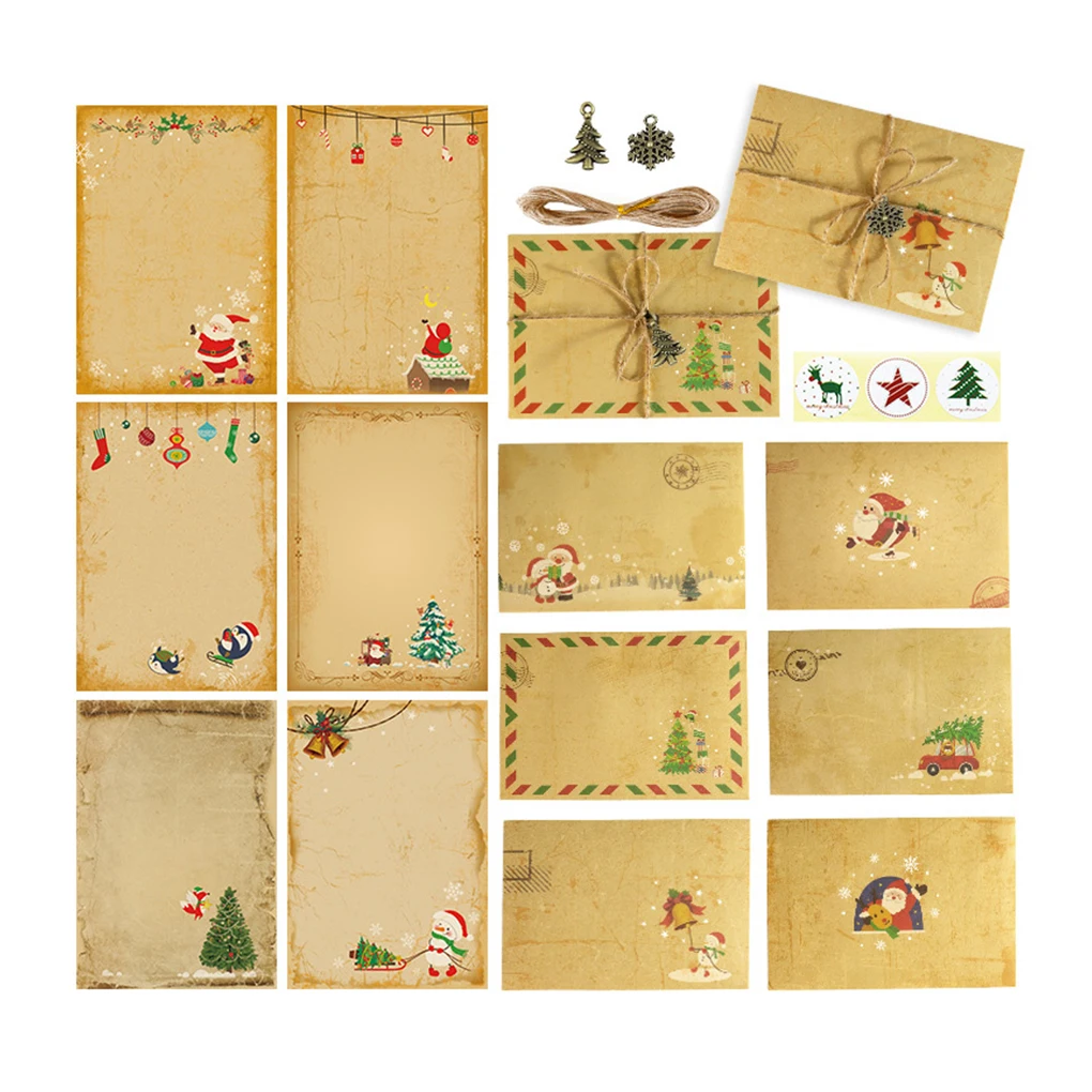 

Christmas Envelope Themed Festival Xmas Writing Paper Atmospheres Card Stationery Hemp Rope Pendant Photography Prop